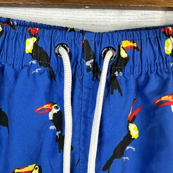 Franks Australia Mens size XL Toucan Print Swim Trunks Swim Suit Shorts Blue - Picture 3 of 5